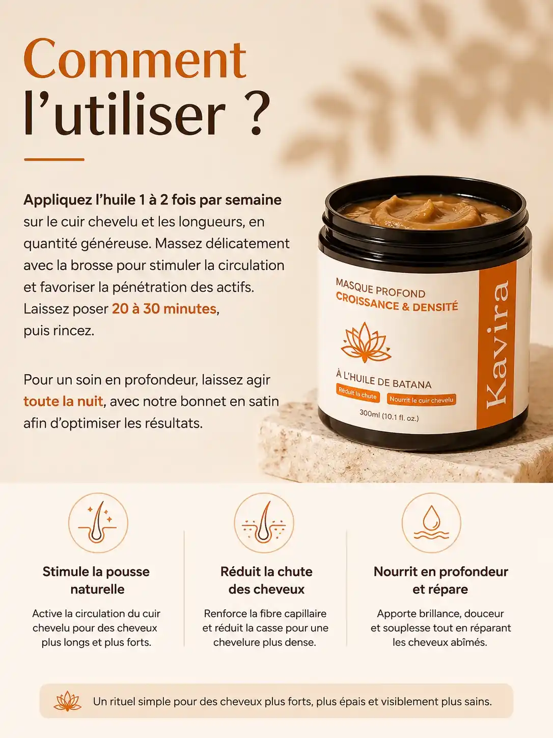 Comment utiliser le Masque Profond Kavira, une à deux fois par semaine
